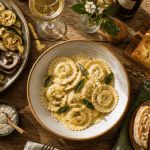 accompagnement ravioli avec légumes et pain