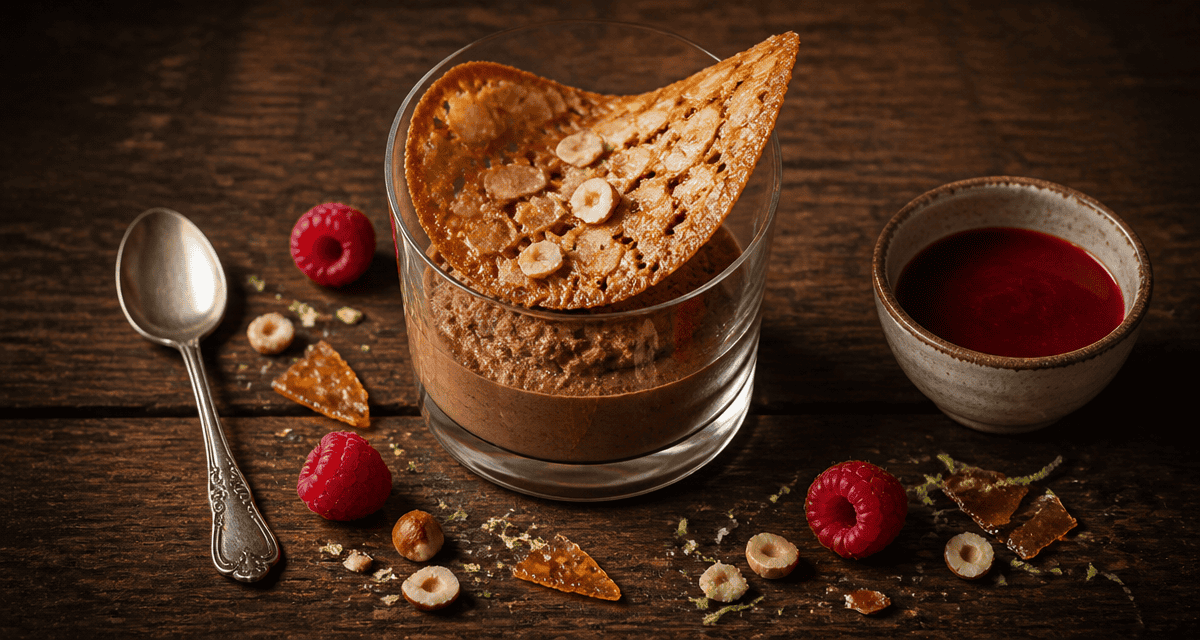 accompagner une mousse au chocolat avec croquant acidité épices