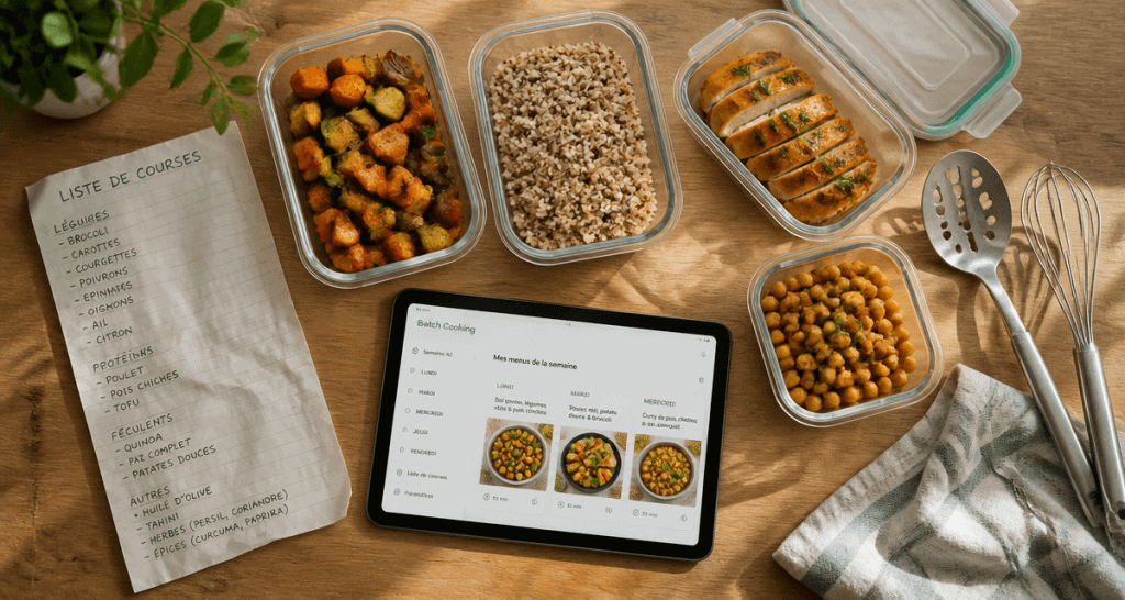 Batch cooking application gratuite sur plan de travail