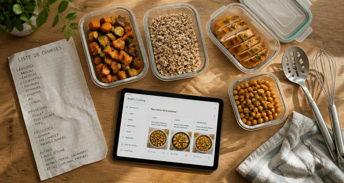 Batch cooking application gratuite sur plan de travail