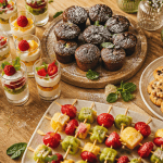 Buffet dessert apéro dinatoire sur table en bois