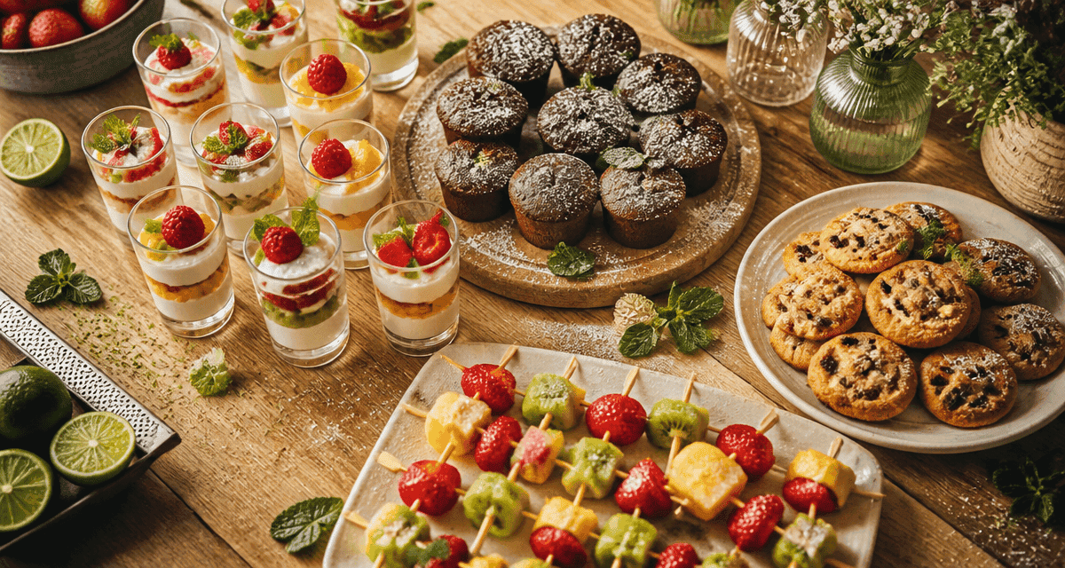Buffet dessert apéro dinatoire sur table en bois