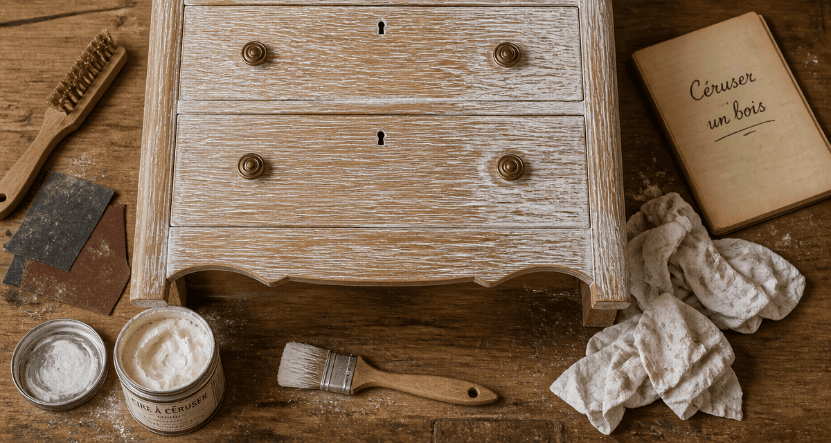ceruser un bois avec brosse métallique et cire