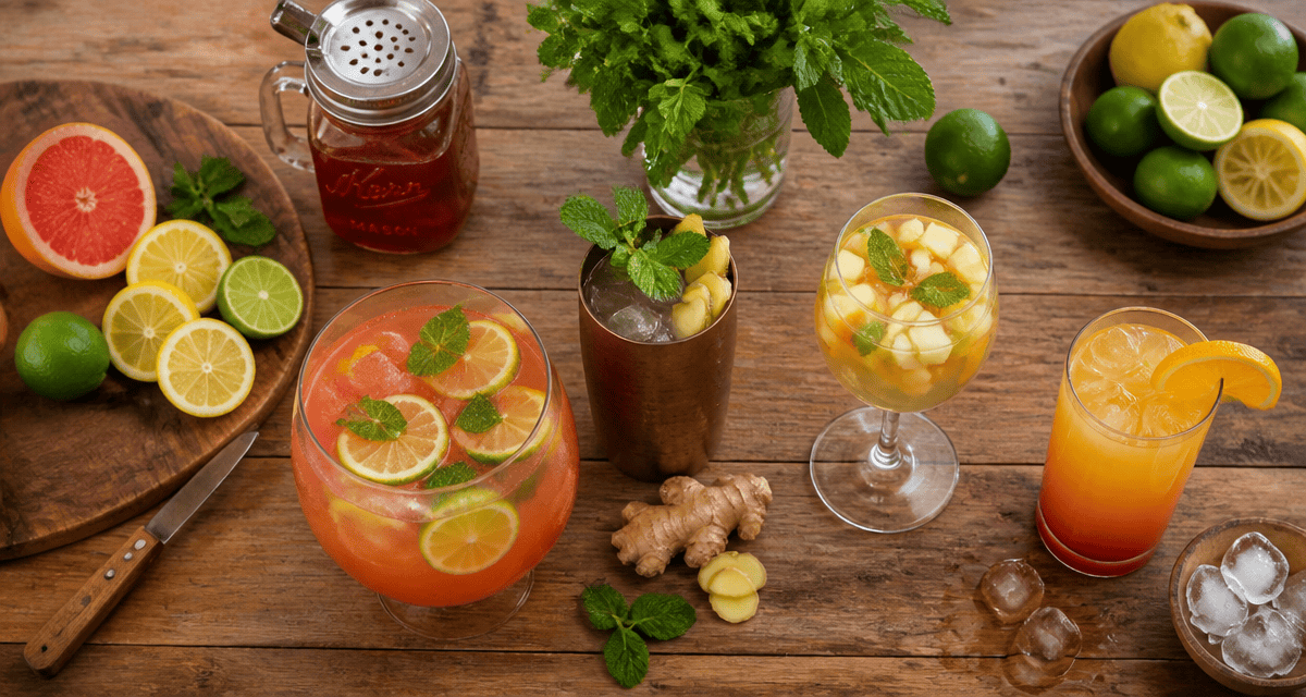 cocktail facile et pas cher sur table avec fruits