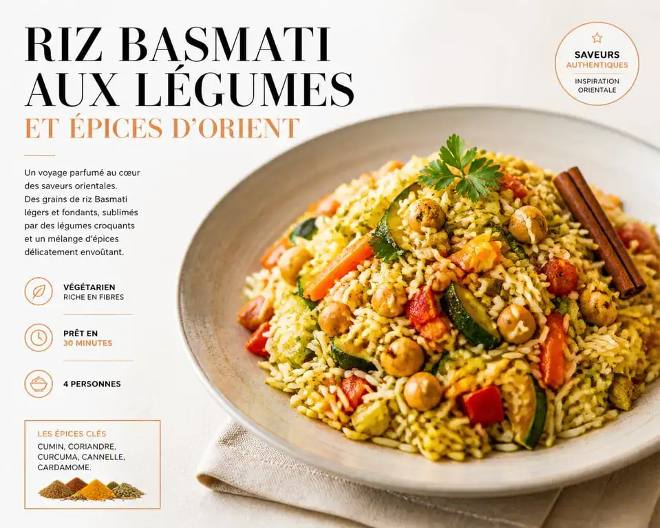 Riz Basmati aux légumes et épices d'Orient en accompagnement