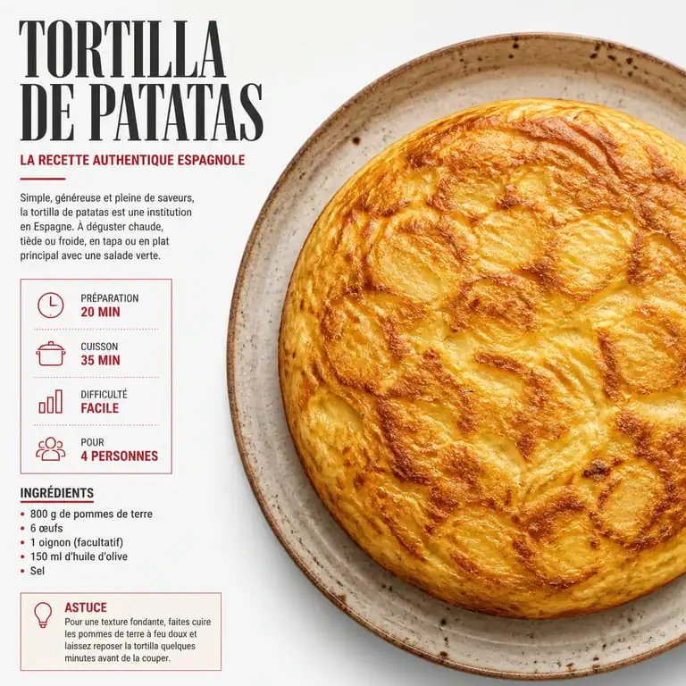 Tortilla de patatas espagnole authentique, recette des tapas espagnol