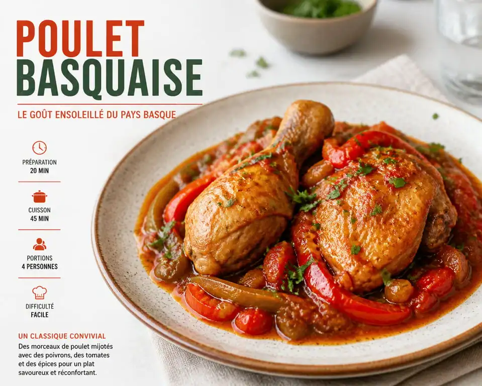 Recette poulet basquaise au Monsieur Cuisine Connect dans une assiette
