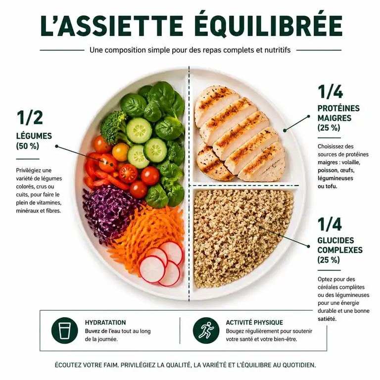 Méthode de l'assiette équilibrée pour une alimentation healthy
