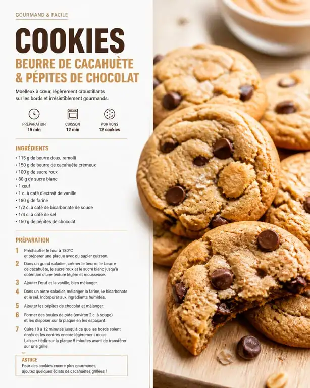 Cookies au beurre de cacahuète et pépites de chocolat faits maison