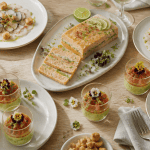 Assortiment d'entrees froides raffinées sur table