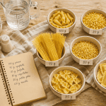Grammage pate par personne, portions de pâtes crues pesées