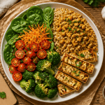liste des legumes et feculents assiette equilibree vue plongee