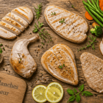 Liste viande blanche regime, morceaux cuits et légumes