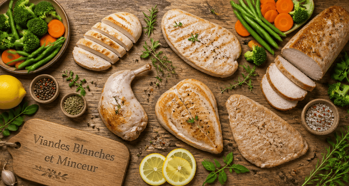 Liste viande blanche regime, morceaux cuits et légumes