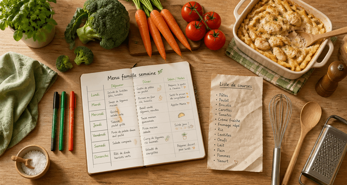 menu famille semaine planification table