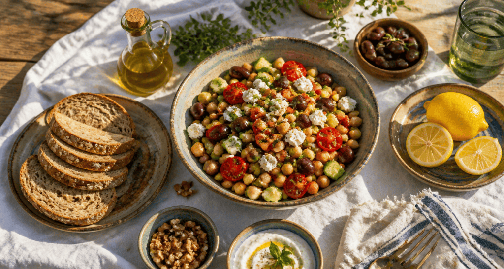 menu type regime mediterraneen salade cretoise