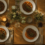 menu un diner presque parfait table assiettes canard