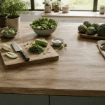 plan de travail 80 cm de profondeur cuisine stratifié bois clair