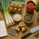 recette facile pas cher ingrédients de base sur plan de travail