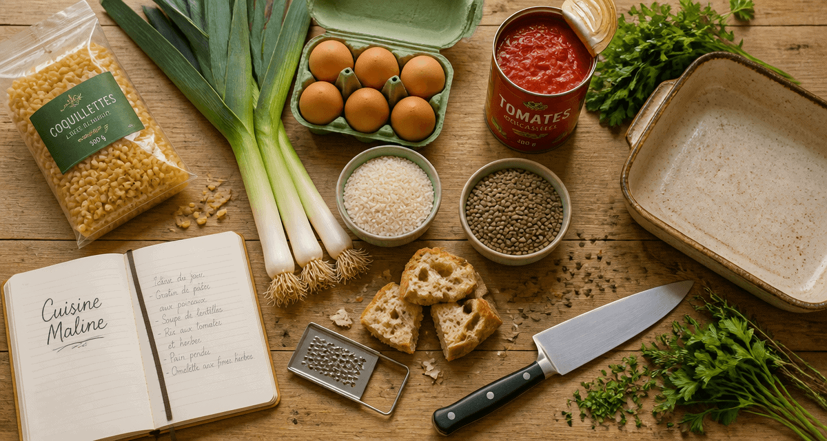 recette facile pas cher ingrédients de base sur plan de travail