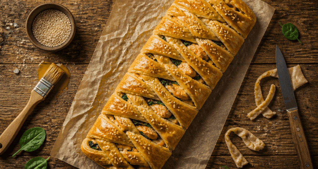 recette feuilleté salé saumon épinards doré