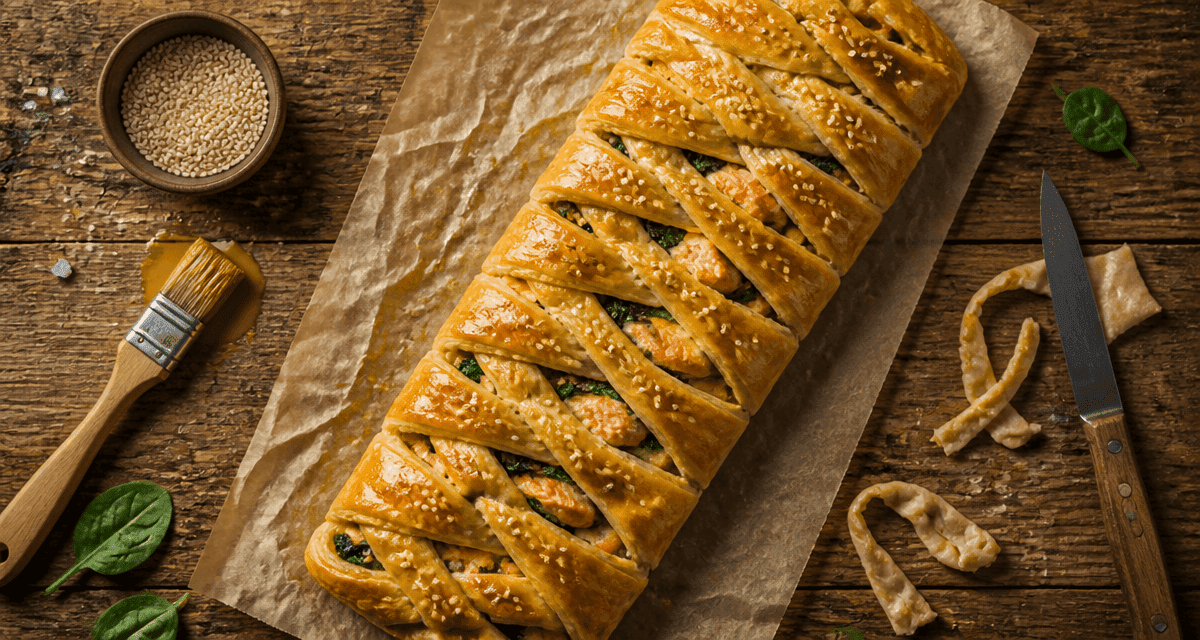 recette feuilleté salé saumon épinards doré