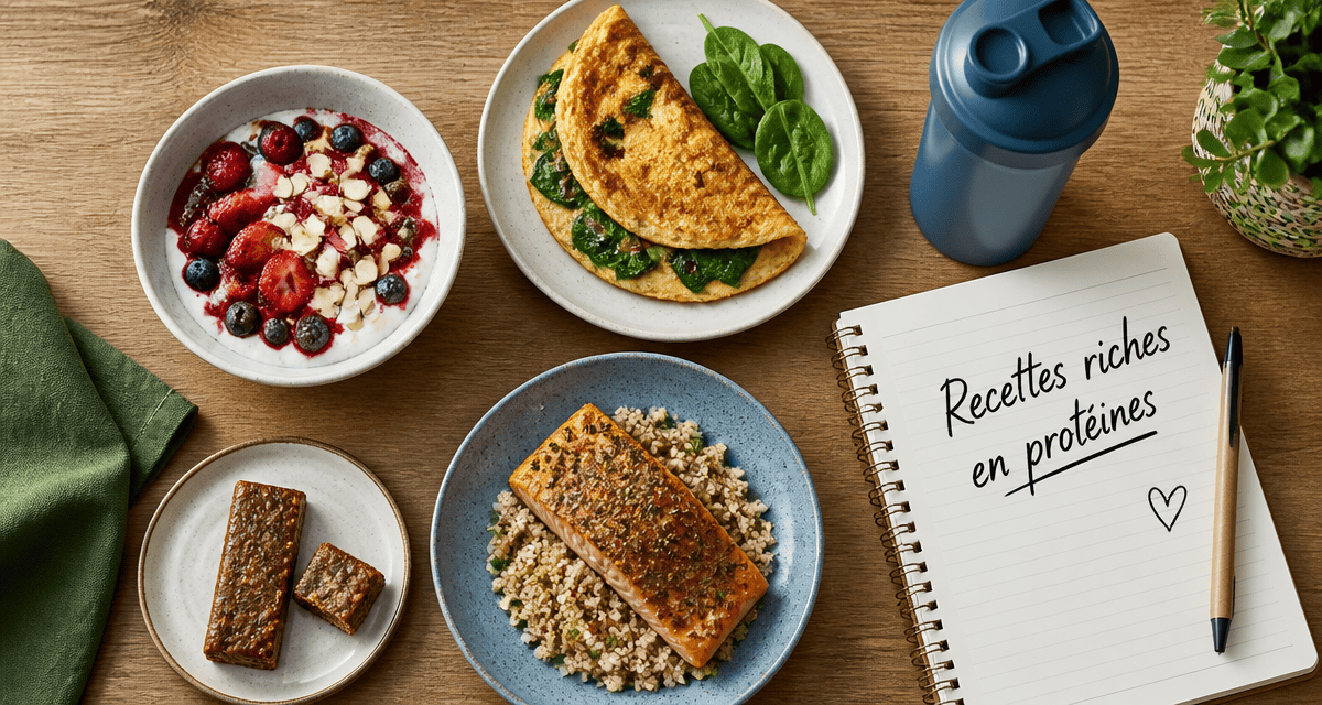recette riche en proteine musculation assiette bowl saumon omelette barre shaker