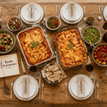 Table dressée pour recette 10 personnes lasagnes