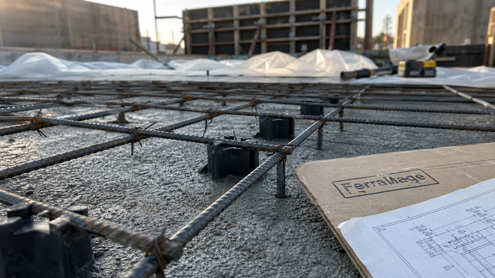 Dalle beton ferraillage : treillis soudé avec enrobage et recouvrement