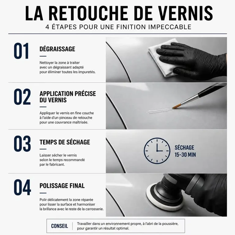 Étapes pour appliquer un vernis de retouche sur une rayure de voiture