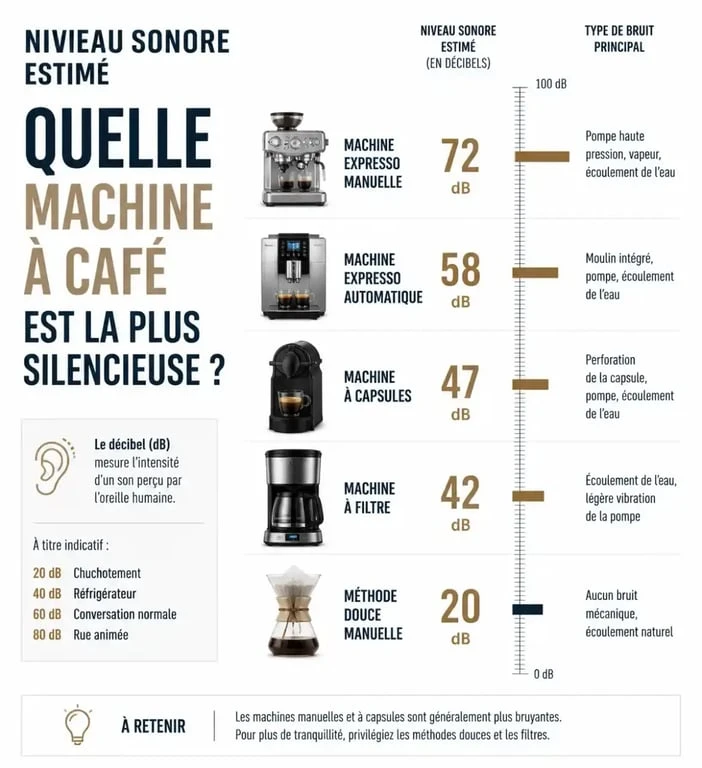Comparatif des niveaux sonores des meilleures machines à café avec broyeur silencieux