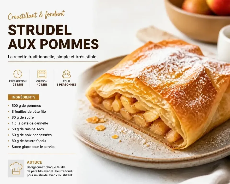 Strudel aux pommes croustillant réalisé avec de la pâte filo Lidl