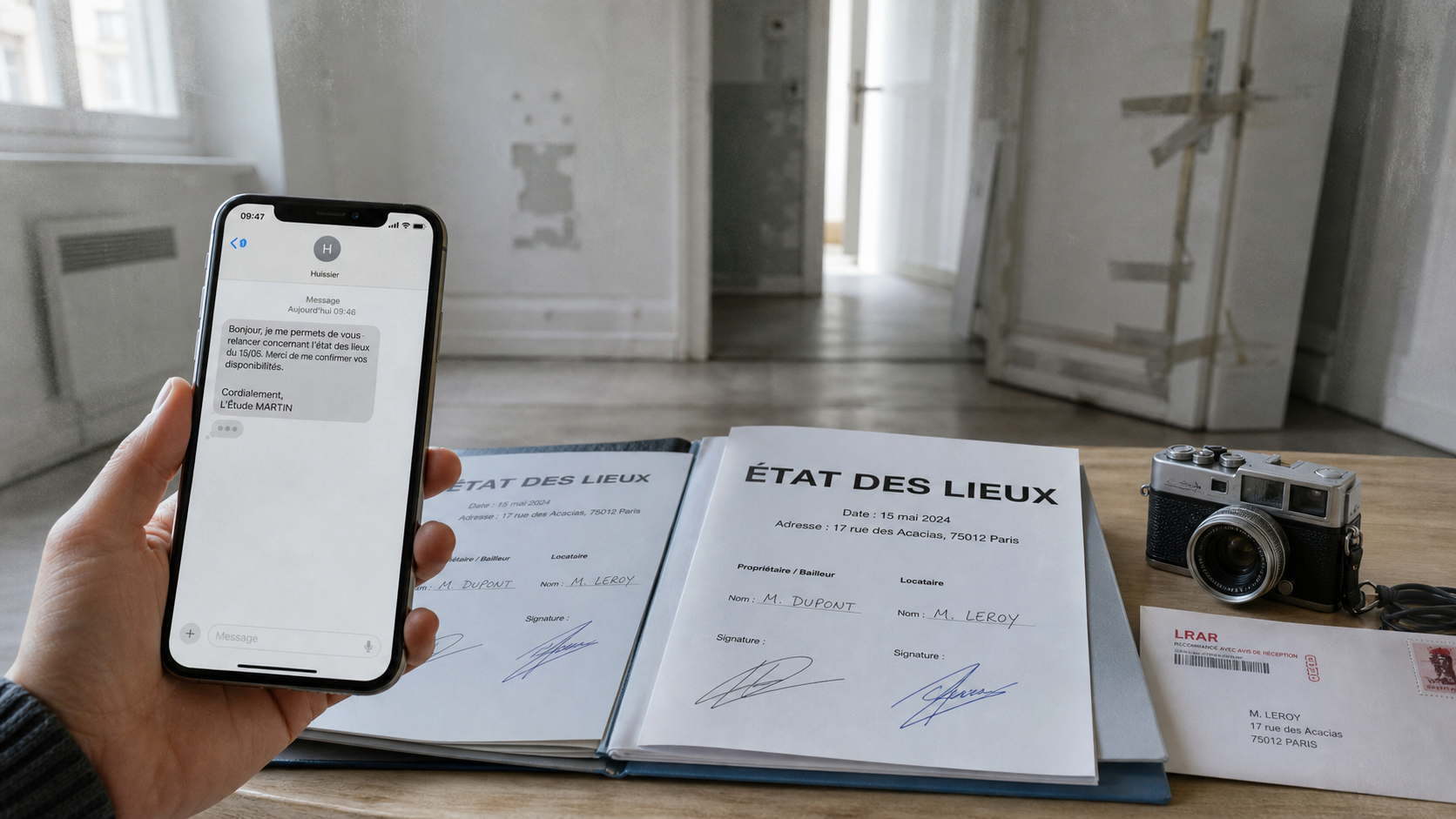 État des lieux de sortie non remis le jour même : dossier, LRAR et relance