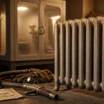 Radiateur sablage en fonte, métal à nu après décapage