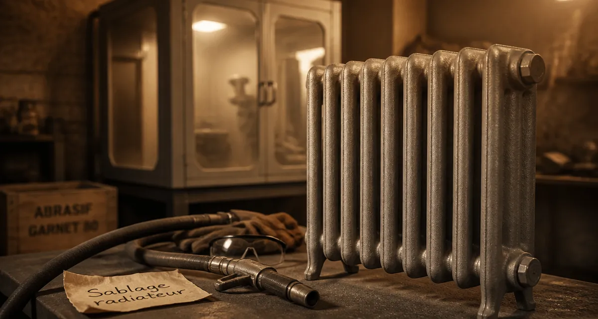 Radiateur sablage en fonte, métal à nu après décapage
