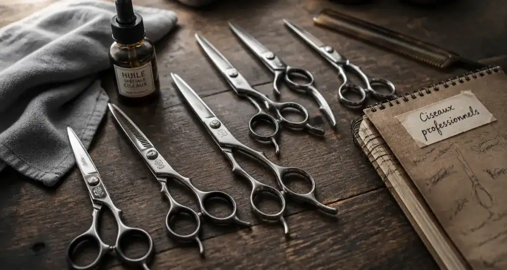 Top 10 ciseaux coiffure professionnel en flat-lay