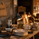 Vide maison 88 à Vittel : garage vosgien pour chiner, pancarte “Vide-maison 88”