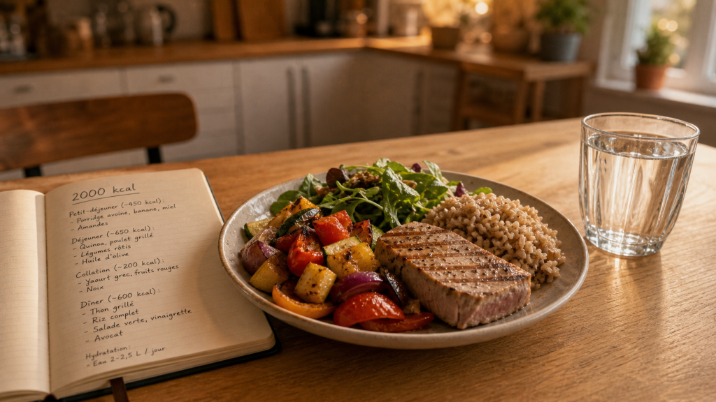 2000 calories par jour : assiette rassasiante, exemple repas