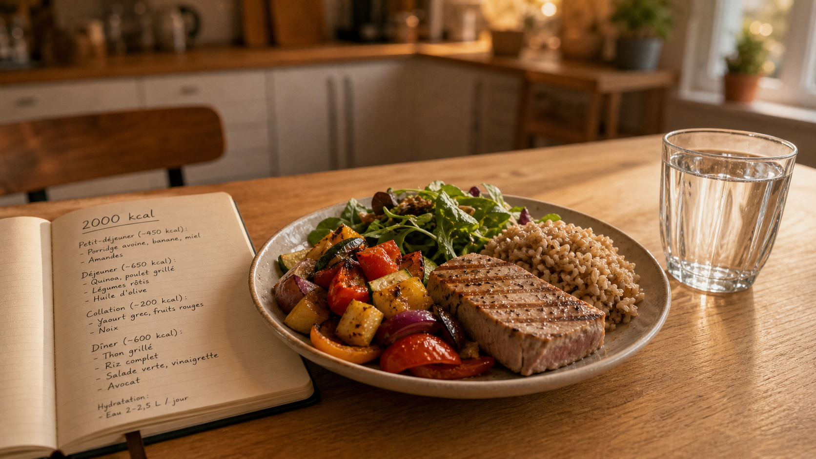 2000 calories par jour : assiette rassasiante, exemple repas