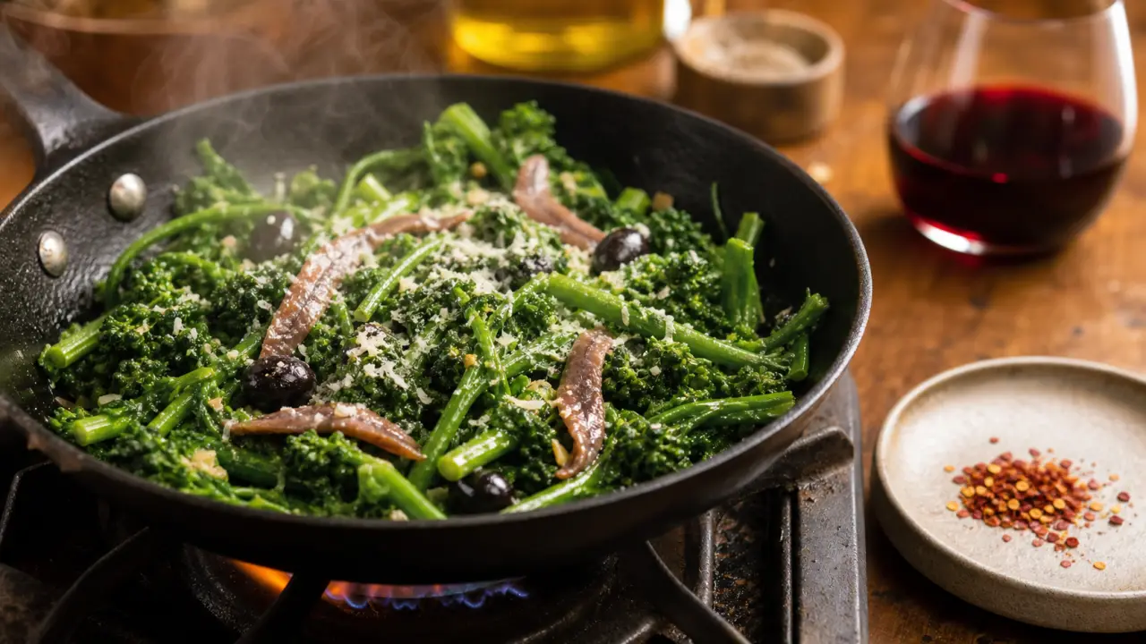 Brocoli italien : brocoli-rave aux olives, ail et anchois