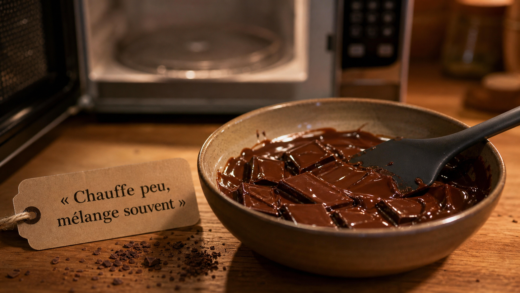 Comment faire fondre du chocolat au micro ondes : bol et chauffe 300-500 W