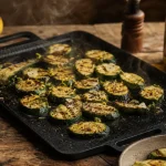 Courgette a la plancha grillée, marques de cuisson et citron