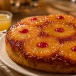 Dessert ananas : gâteau renversé à l’ananas, caramel et cerises