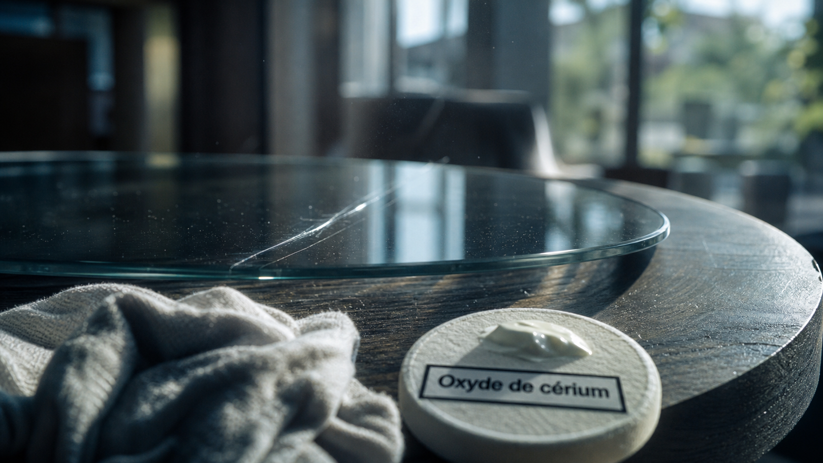 enlever rayure profonde verre, polissage oxyde de cérium