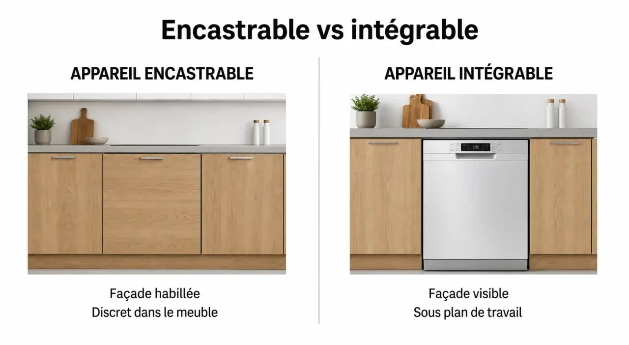 Différence entre encastrable et intégrable dans une cuisine équipée