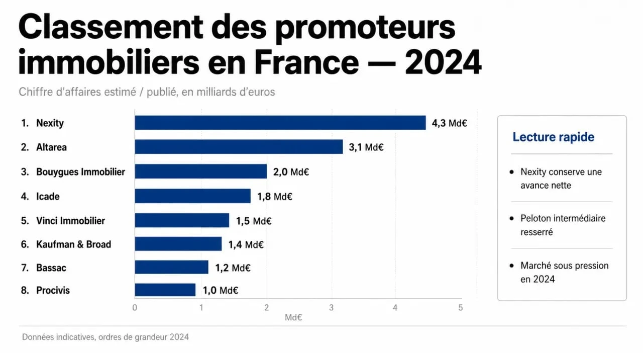 Classement promoteur immobilier en France 2024 avec comparaison des principaux groupes par chiffre d’affaires