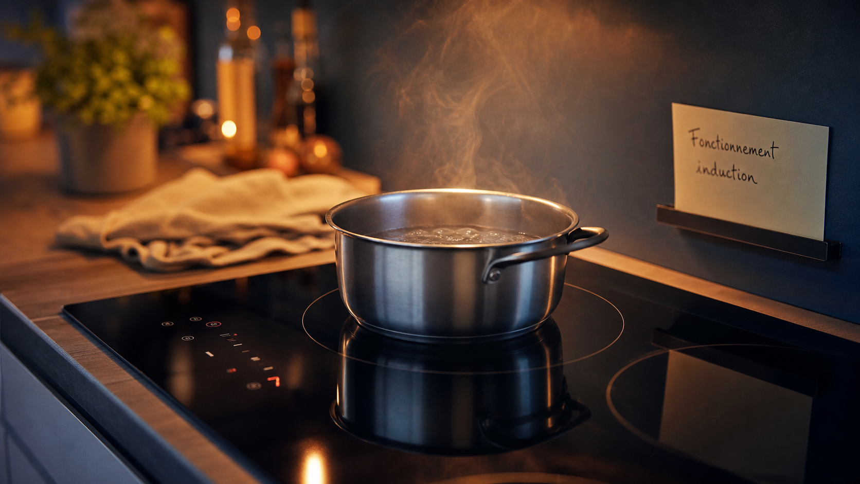 Fonctionnement plaque induction : la casserole chauffe, pas la surface
