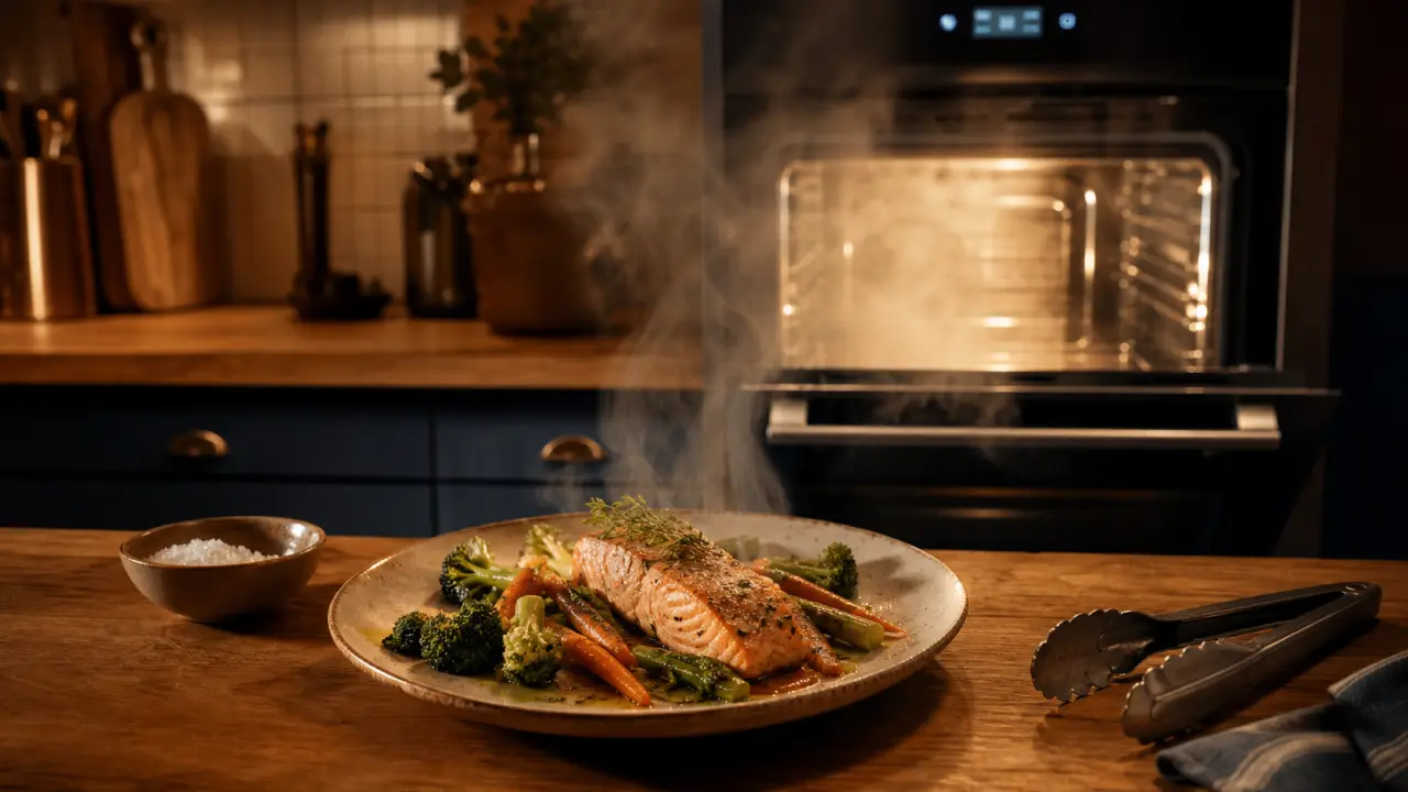 Four vapeur avis en cuisine, saumon vapeur et légumes