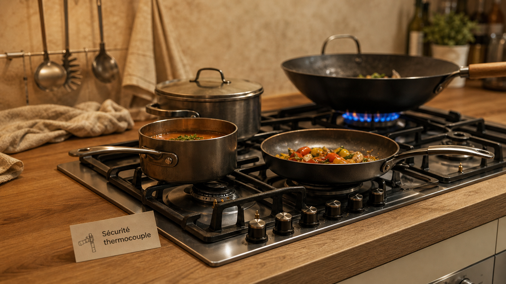 Meilleur plaque de cuisson gaz 5 feux, sécurité thermocouple et flamme wok
