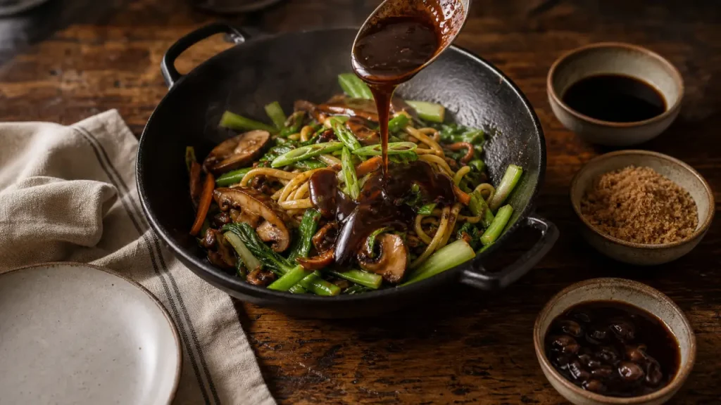 Par quoi remplacer la sauce huitre : hoisin ou sauce aux champignons sur wok